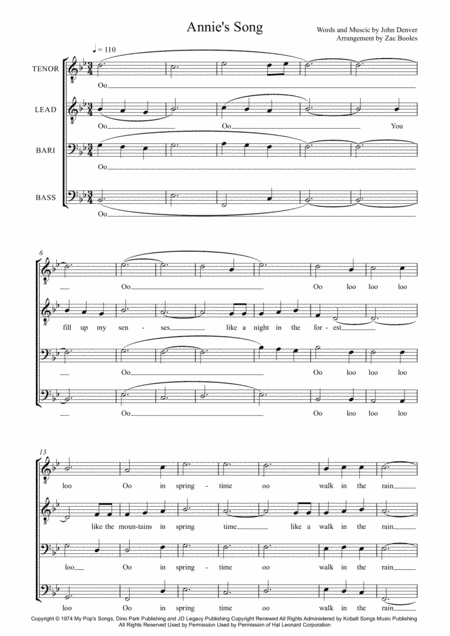 Annie's Song (arr. Zac Booles)