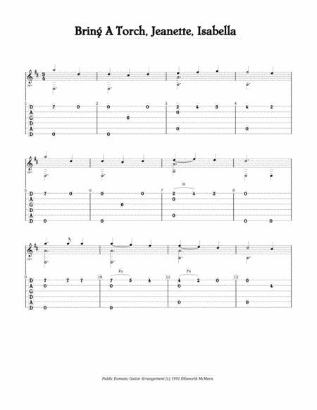 Bring a Torch, Jeannette, Isabella (For Fingerstyle Guitar Tuned DADGAD) (arr. Ellsworth McMeen)