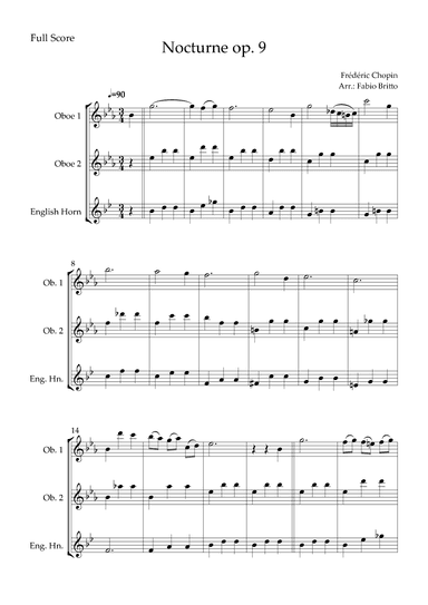 Nocturne Op.9 No. 2 (Frédéric Chopin) for Woodwind Trio (arr. Fabio Britto)