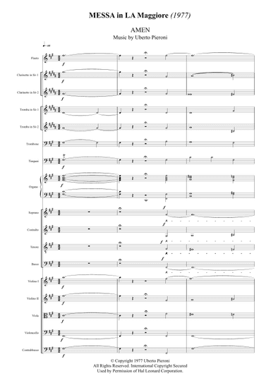 Amen dalla Messa in La Maggiore - Score Only
