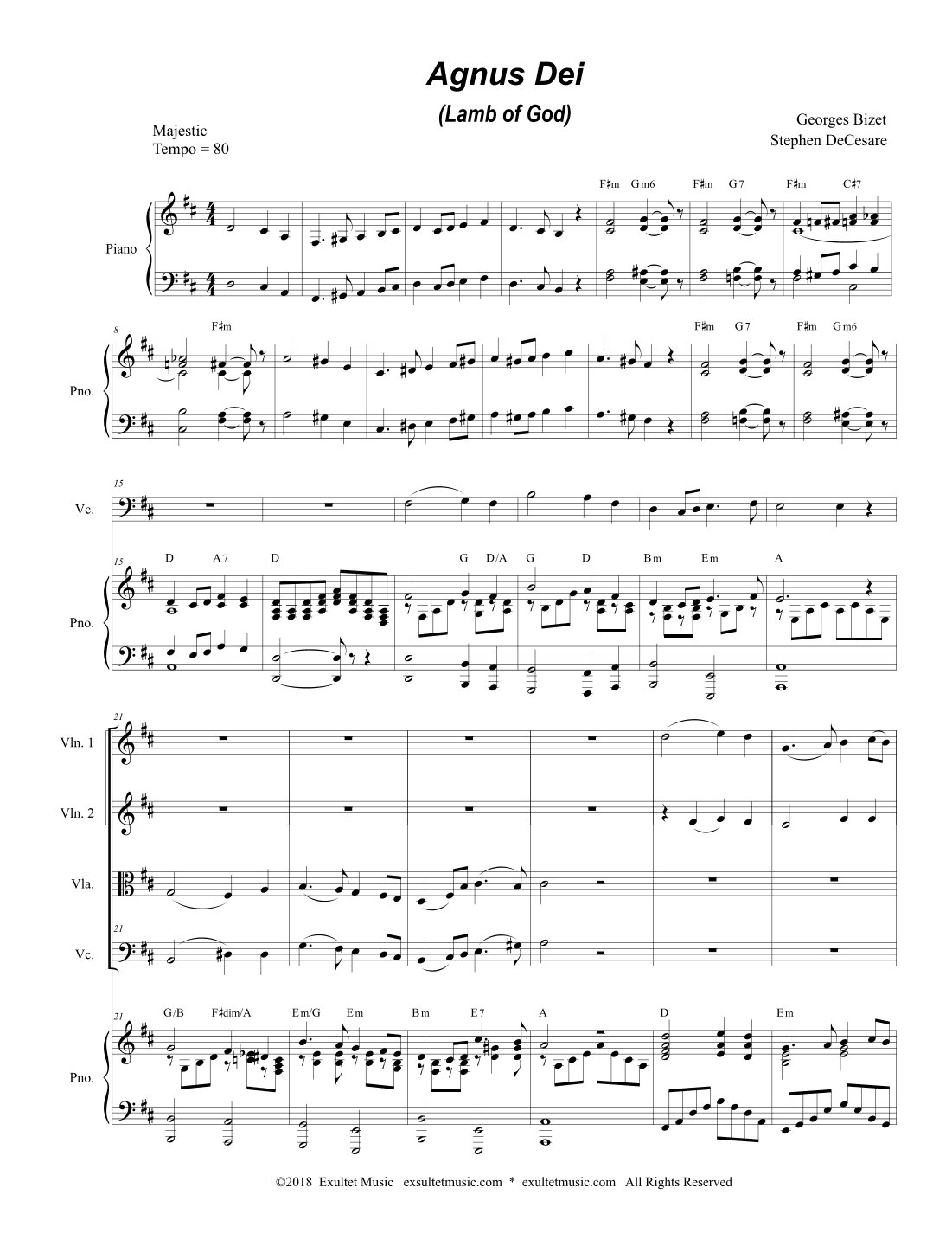 Agnus Dei (String Quartet and Piano) (arr. Stephen DeCesare)