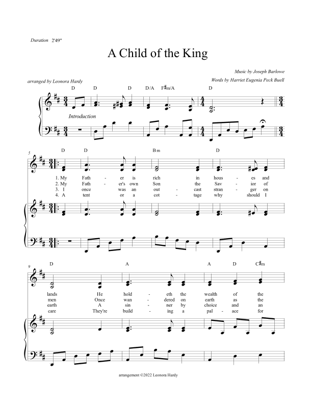 A Child of the King (My Father is Rich in Houses and Land) (arr. Leonora Hardy)