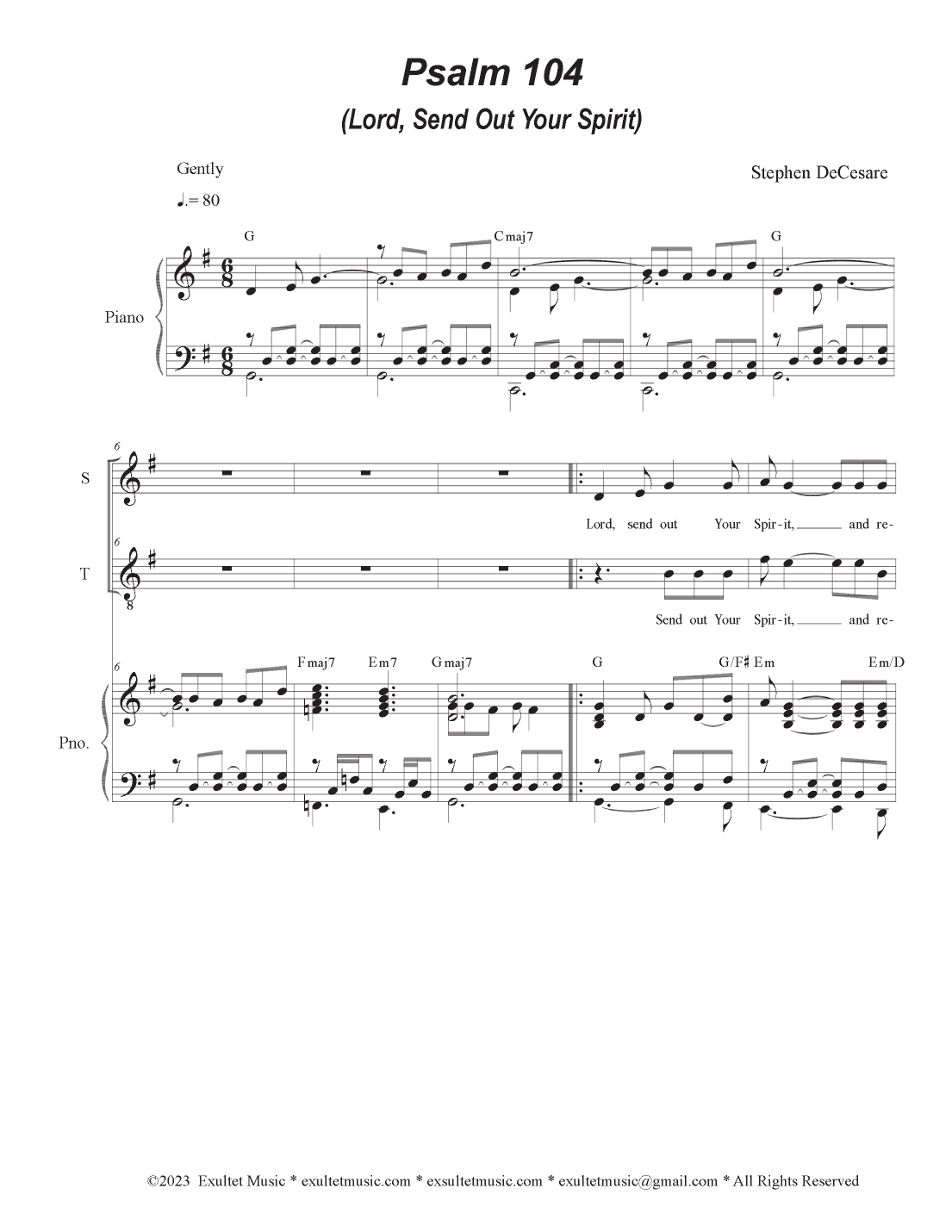 Psalm 104 (Lord, Send Out Your Spirit) (2-part choir - (Soprano and Tenor)