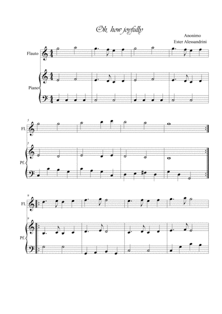 Oh, how joyfully. Flute and piano (arr. Ester Alessandrini)