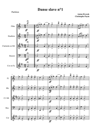 Slavonic Dance n°1 op 46 - arrangement for woodwind quintet (arr. Christophe Paym)