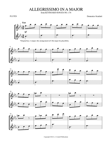 Allegrissimo in A Major (from Keyboard Sonata No. 176) (arr. Mark Phillips)