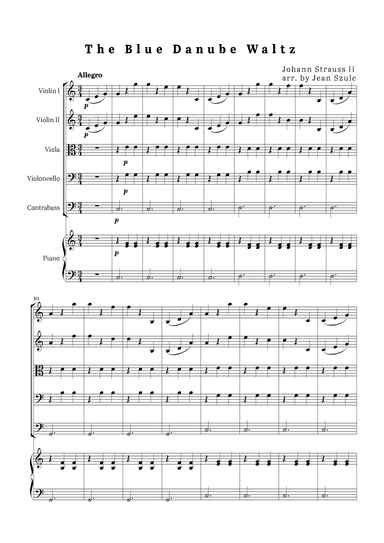 The Blue Danube Waltz - String Quintet with Piano (arr. Jean Szulc)