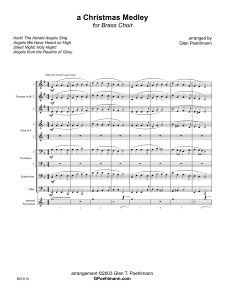 A CHRISTMAS MEDLEY for BRASS CHOIR (3 Trumpets, 2 Horns, 2 Trombones, Euphonium & Tuba) (arr. Glen Poehlmann)