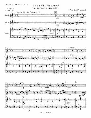 The Easy Winners (arr. Glen D. Lienhart)