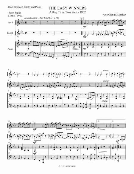 The Easy Winners (arr. Glen D. Lienhart)