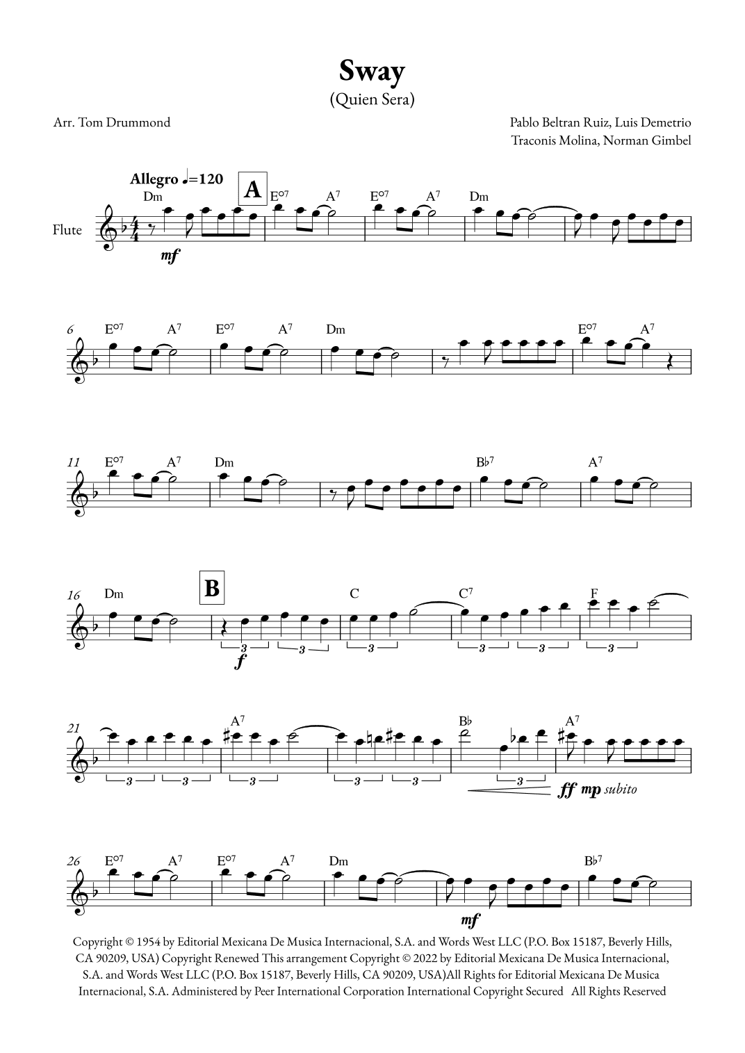 Sway (quien Sera) (arr. Tom Drummond)