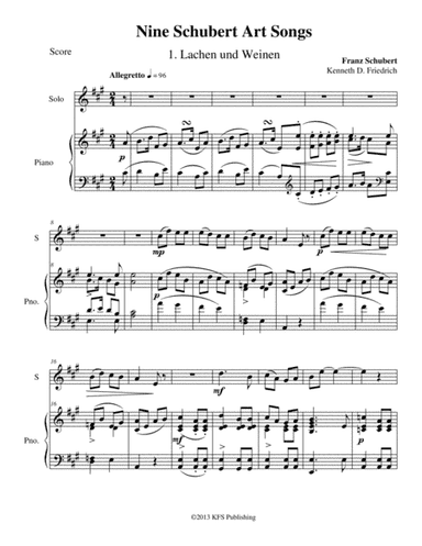 Nine Schubert Art Songs (arr. Kenneth D. Friedrich)