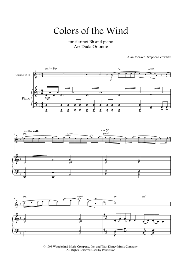 Colors Of The Wind (arr. Duda Oriontte)