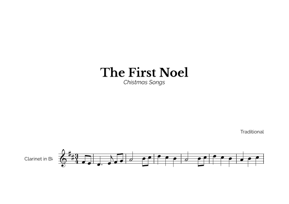 The First Noel for Easy Clarinet Solo (arr. Marcos Soares)