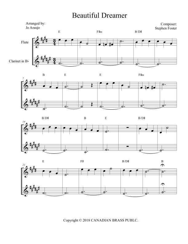 BEAUTIFUL DREAMER (arr. JO ARAÚJO)
