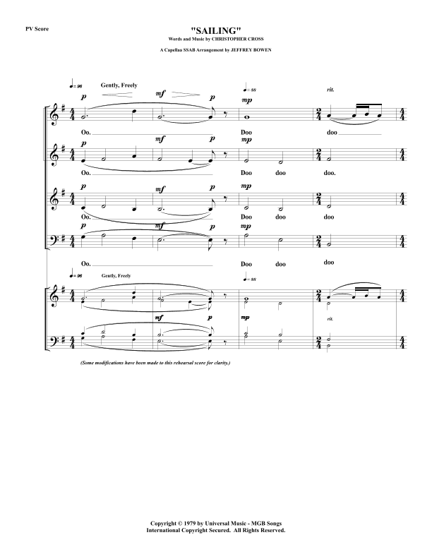 Sailing (arr. Jeffrey Bowen)