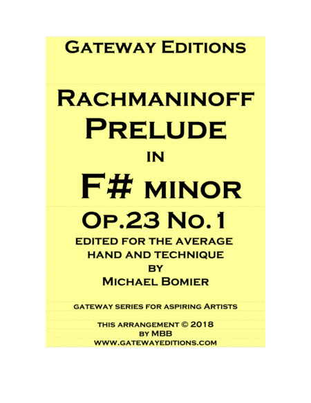 Prelude in F# minor Op.23 No.1 for piano solo (arr. Michael Bomier)