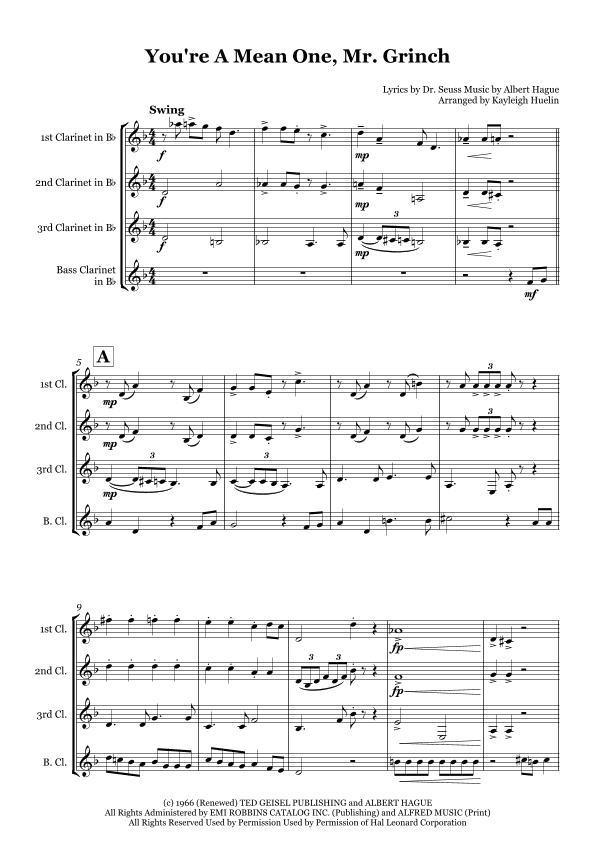 You're A Mean One, Mr. Grinch (arr. Kayleigh Huelin)