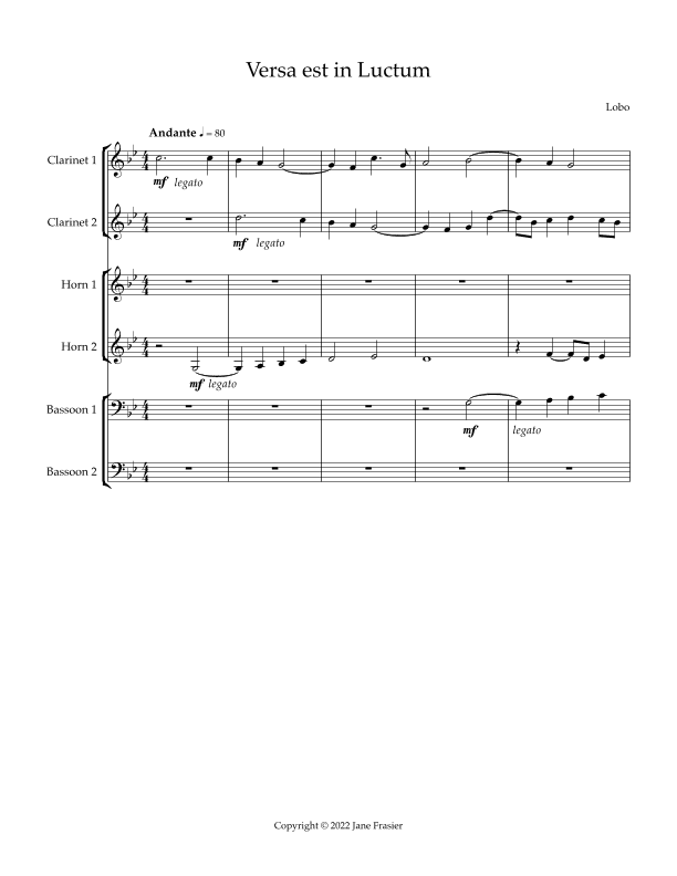 Versa est in Luctum (arr. Jane Frasier)