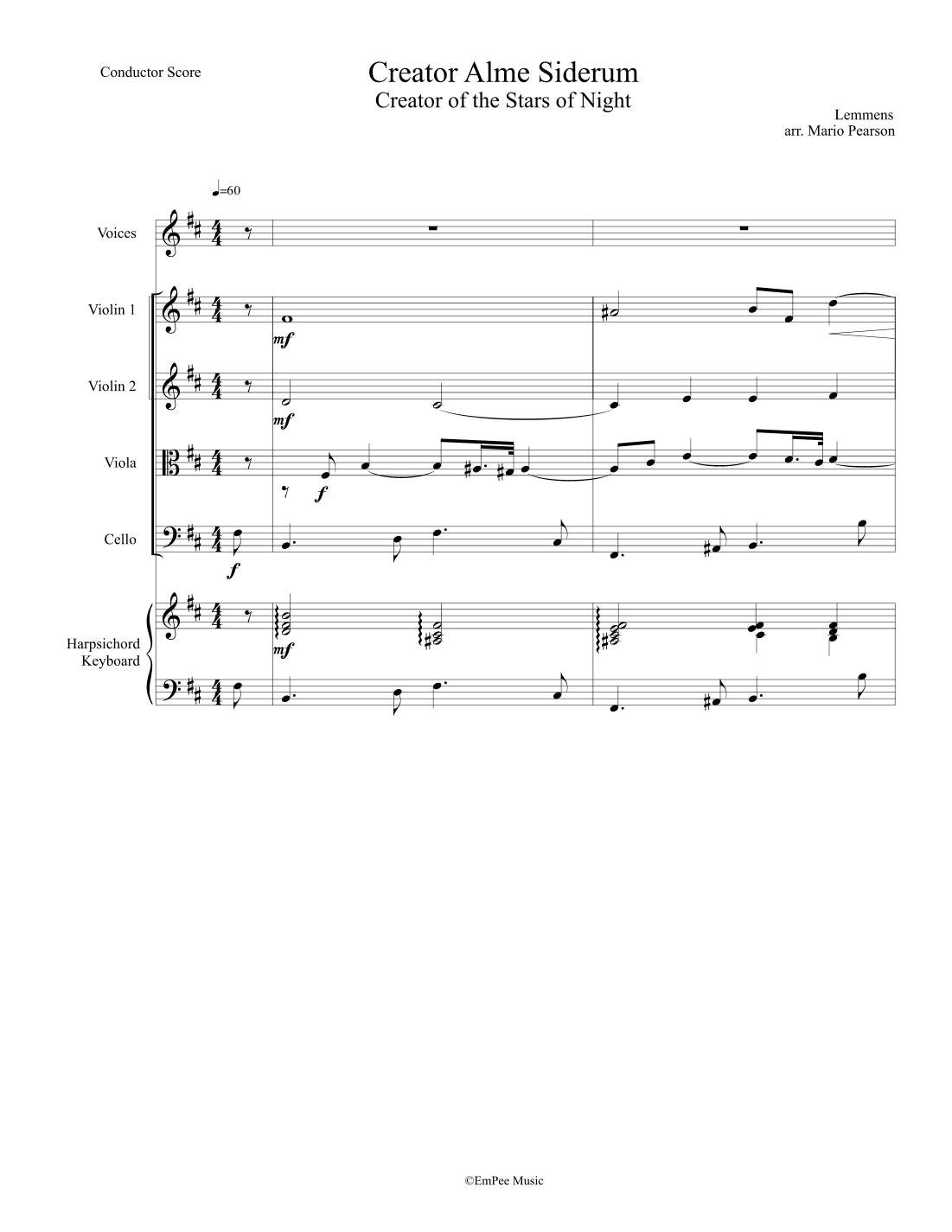 CONDITOR ALME SIDERUM - Creator of the Stars of night. (arr. arr. Mario Pearson)