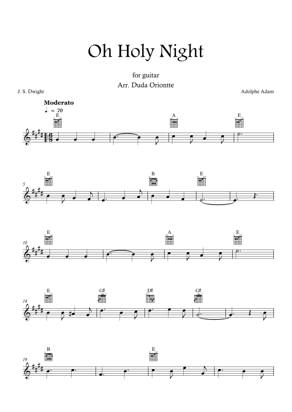 Oh Holy Night (E major - TABS - no lyrics) (arr. Duda Oriontte)