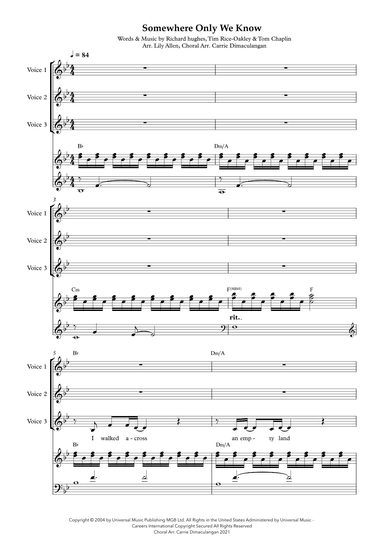 Somewhere Only We Know (arr. Carrie Dimaculangan (Choral), Lily Allen)
