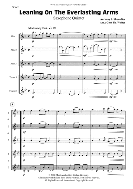 Leaning On The Everlasting Arms (arr. Gert Th. Walter)