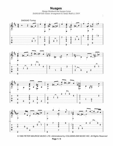 Nuages (arr. Sandy Shalk)