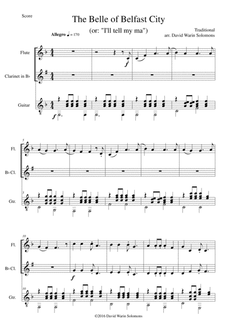 Belle of Belfast City (I'll tell my ma) for flute, clarinet and guitar (arr. David Warin Solomons)