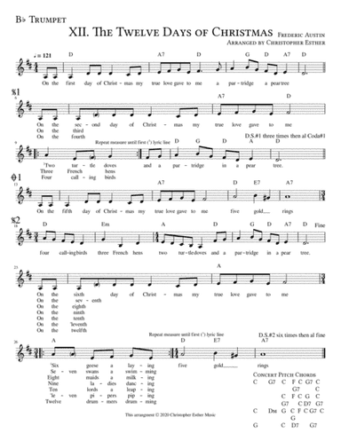 The Twelve Days of Christmas for Trumpet (arr. Christopher Esther)