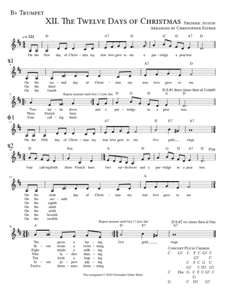 The Twelve Days of Christmas for Trumpet (arr. Christopher Esther)