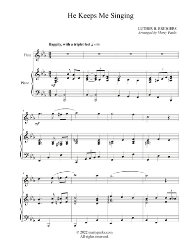 He Keeps Me Singing (Flute-Piano) (arr. Marty Parks)