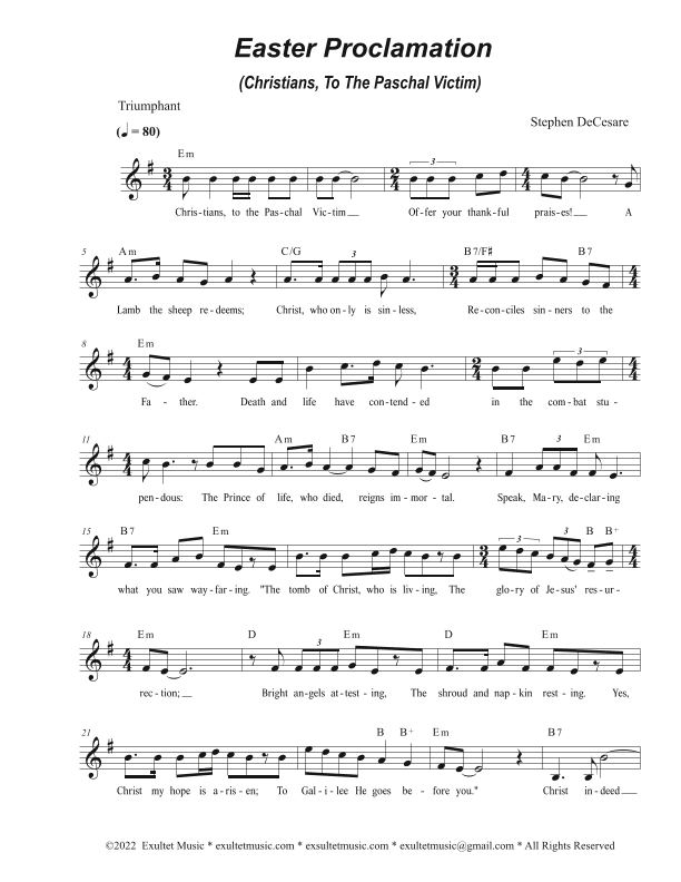 Easter Proclamation (Christians, To The Paschal Victim) (Vocal Solo - Medium Key)