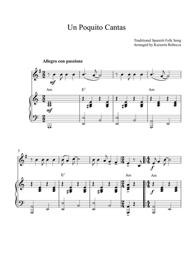 Un Poquito Cantas (arr. Kaiserin Rebecca)