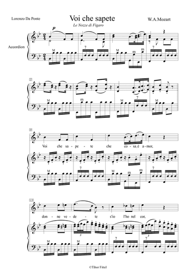 Voi che sapete, for voice and accordion (arr. Tibor Fittel)