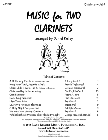 Christmas Duets for Clarinet - Set 6 - Music for Two Clarinets (arr. Daniel Kelley)