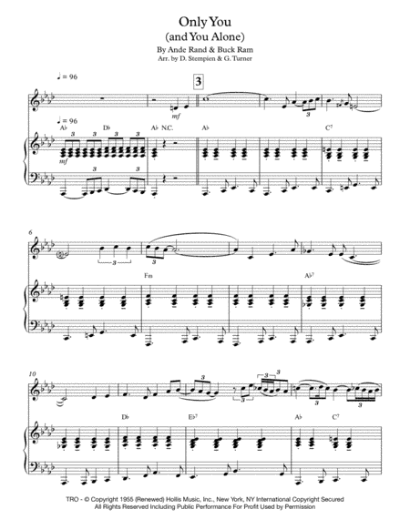 Only You (and You Alone) (arr. Debra E. Stempien, Gregory H. Turner)