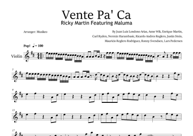 Vente Pa' Ca (arr. Musikeo)
