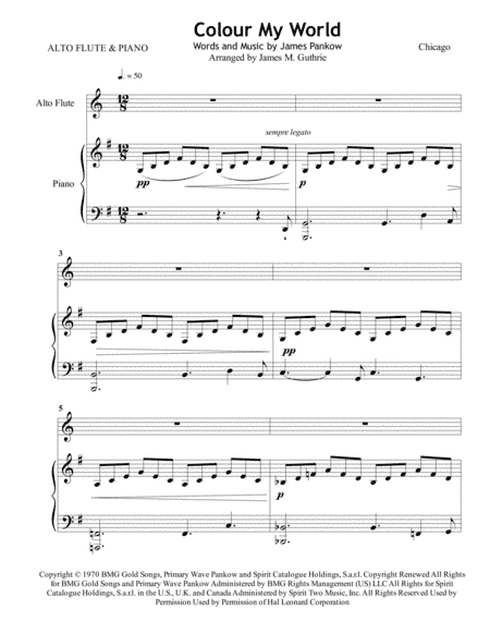 Colour My World (arr. James M. Guthrie, ASCAP)