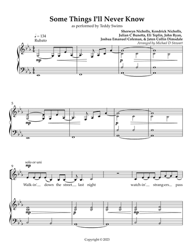 Some Things I'll Never Know (arr. Michael D Stewart)