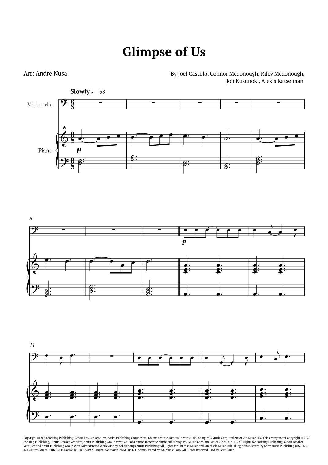 Glimpse Of Us (arr. André Nusa)