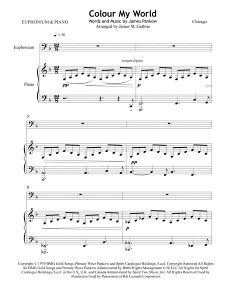 Colour My World (arr. James M. Guthrie, ASCAP)