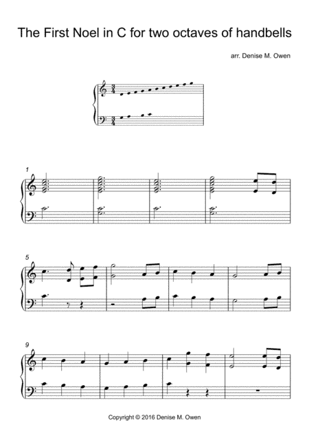 The First Noel in C for two octaves of handbells (arr. Denise M. Owen)
