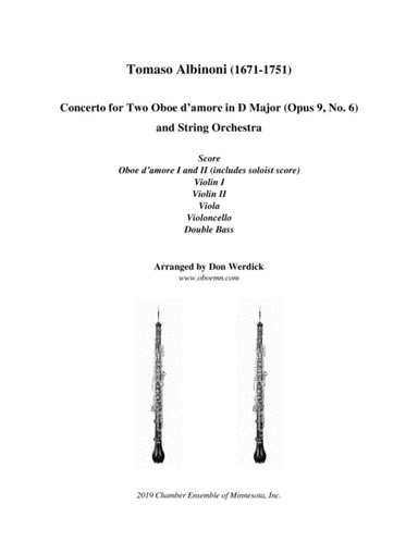 Concerto for Two Oboe d’amore in D Major, Op. 9 No. 6 and String Orchestra (arr. Don Werdick (1946 - ))