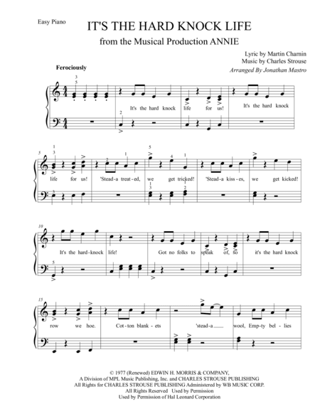 It's The Hard-Knock Life (arr. Jonathan Mastro)