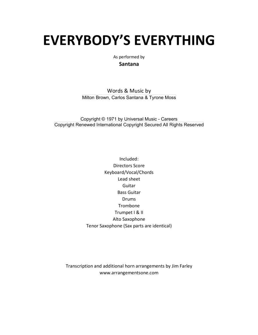 Everybody's Everything (arr. Jim Farley www.arrangementsone.com)