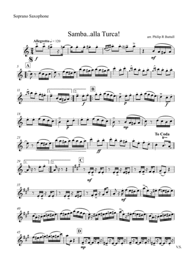 Samba alla Turca! (Saxophone Quartet / Quintet) - Set of Parts [x4 / 5]