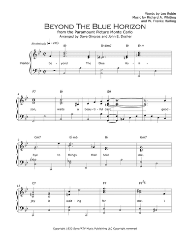 Beyond The Blue Horizon (arr. Dave Gingras and John E. Dosher)