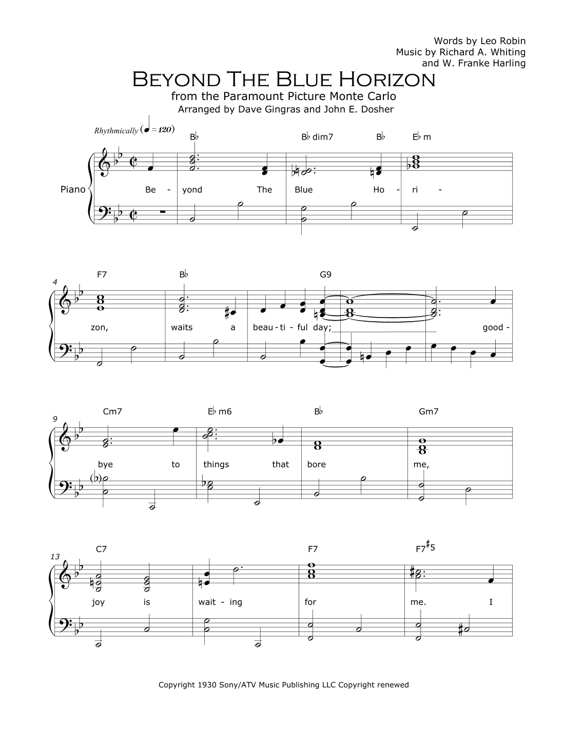 Beyond The Blue Horizon (arr. Dave Gingras and John E. Dosher)