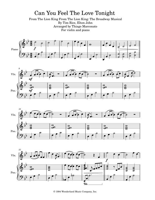 Can You Feel The Love Tonight (arr. Thiago Marconato)